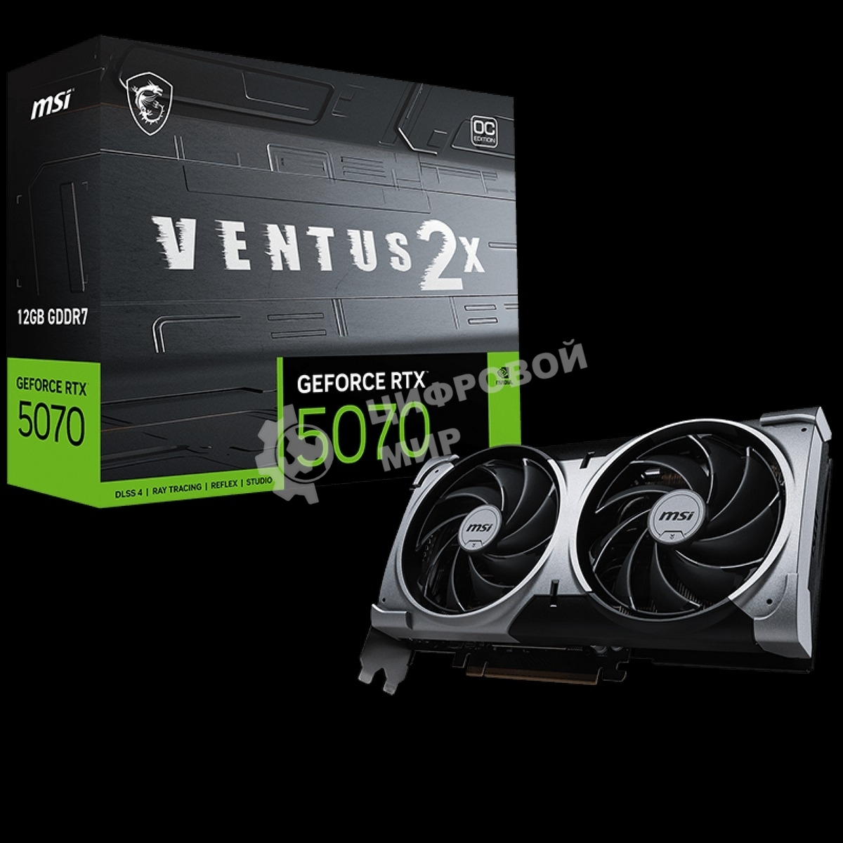 Видеокарта MSI RTX 5070 12G VENTUS 2X OC RTX 5070 PCI-E 5.0 GDDR7 2542/28000 HDMIx1 DPx3 HDCP Ret