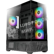 Компьютерный корпус Azza TIARA черный без БП ATX 4x120мм 2xUSB 3.0 1xUSB3.1 audio bott PSU