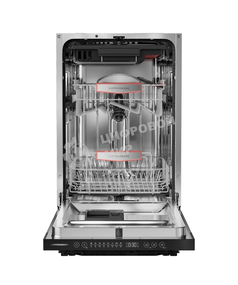 Встраиваемая посудомоечная машина Kuppersberg GHL 4530, High-Tech, 45 см, 11 комплектов, 8 программ, 3 корзины, лифт-механизм, конденсационная сушка, луч на полу, полная защита от протечек, индикатор отсутствия соли и ополаскивателя, отображение времени мытья, сенсорное управление, самодиагностика неисправностей, защита от детей, уровень шума 42 дб, энергоэффективность А