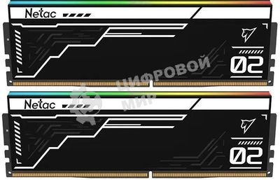 Оперативная память Netac Shadow II RGB, DDR5, 32GB (2x16GB), 6400 MHz, CL32, с радиатором, RGB, чёрный