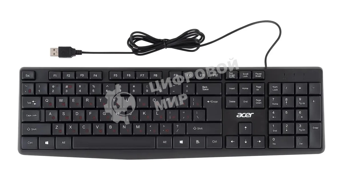 Клавиатура проводная Acer OKW121 (ZL.KBDEE.00B), USB, черный
