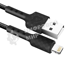 Кабель Defender F181, USB 2.0 (AM) - Apple Lightning (M), 1 м, 2.4А, нейлоновая оплетка, черный.