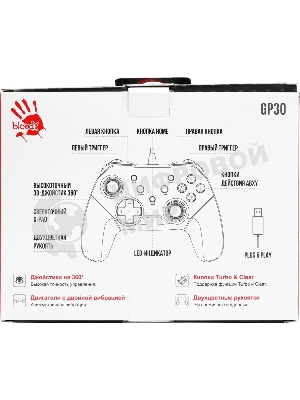 Геймпад A4Tech Bloody GP30 Sports черный/красный USB виброотдача обратная связь