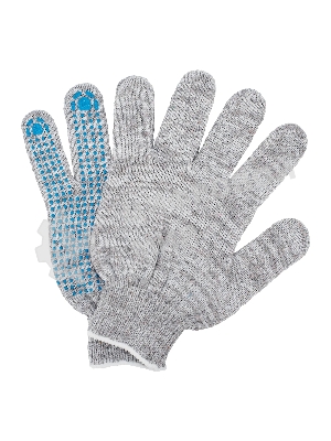 Перчатки трикотажные Сибртех х/б, 200 пар, ПВХ точка, 4 нити, 10 класс
