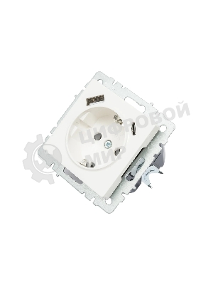 Розетка 1-местная IEK BRITE РЮш11-1-БрБ (BR-R14-16-U22-018-K01) с заземлением, с защитными шторками, 16А, с USB A+C 18 Вт, белый