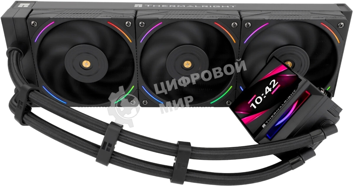 Водяное охлаждение для процессора Thermalright Hyper Vision 360 (360mm, LED, Black, ARGB/Fans: 3x120mm, 69CFM, 27dBA, 2150RPM/Pump height 68mm, 6400RPM, Rad thickness 27mm/S: 1700, 1200, 1851, 115X, 2011, 2066, AM5, AM4)