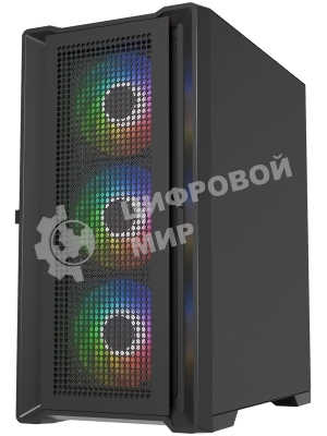 Компьютерный корпус Powercase Alisio Micro X4B V2, Tempered Glass, 4х 120мм ARGb fans, ARGb HUB, черный, mATX (CAMCXB-A4)