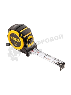 Рулетка Denzel 5м х 25мм, автоматич. фиксац., нейлон. покрытие, магнит. зацеп, двухстор. разметка