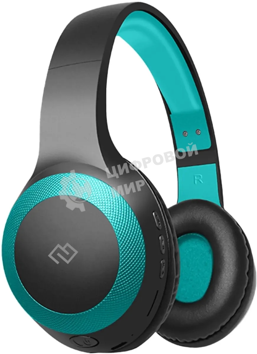 Беспроводные/проводные наушники Digma BT-15 черный/голубой, накладные, Bluetooth + проводной, складная конструкция, до 10 ч