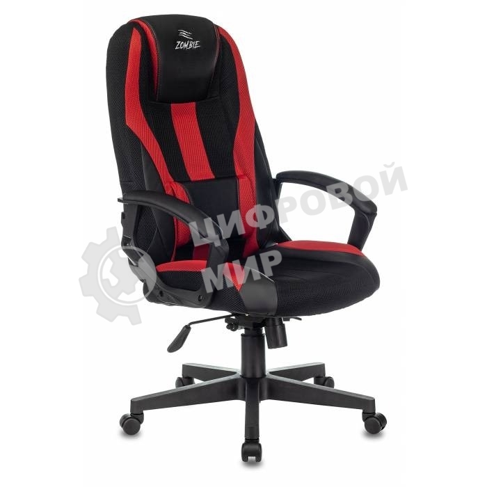 Кресло Zombie 9 черный/красный, экокожа, 120 кг, механизм качания