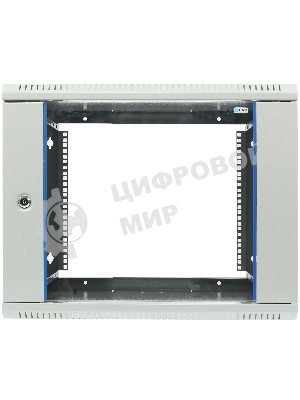 Шкаф настенный ЦМО ШРН-Э-9.650 9U 600x650мм пер.дв.стекл несъемные бок.пан. серый