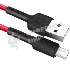 Кабель Defender F181, USB 2.0 (AM) - microUSB 2.0 (BM), 1 м, 2.4А, нейлоновая оплетка, красный.