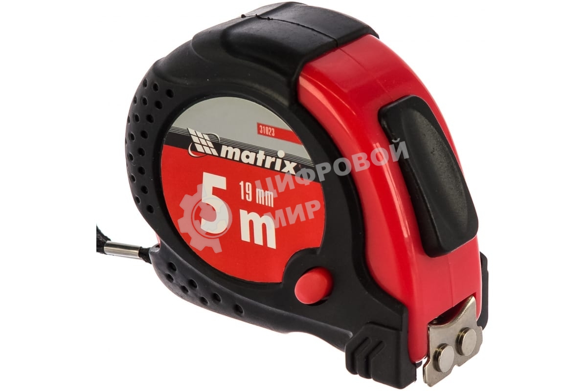 Рулетка Matrix Status magnet fixation, 5 м х 19 мм, обрезиненный корпус, зацеп с магнитом