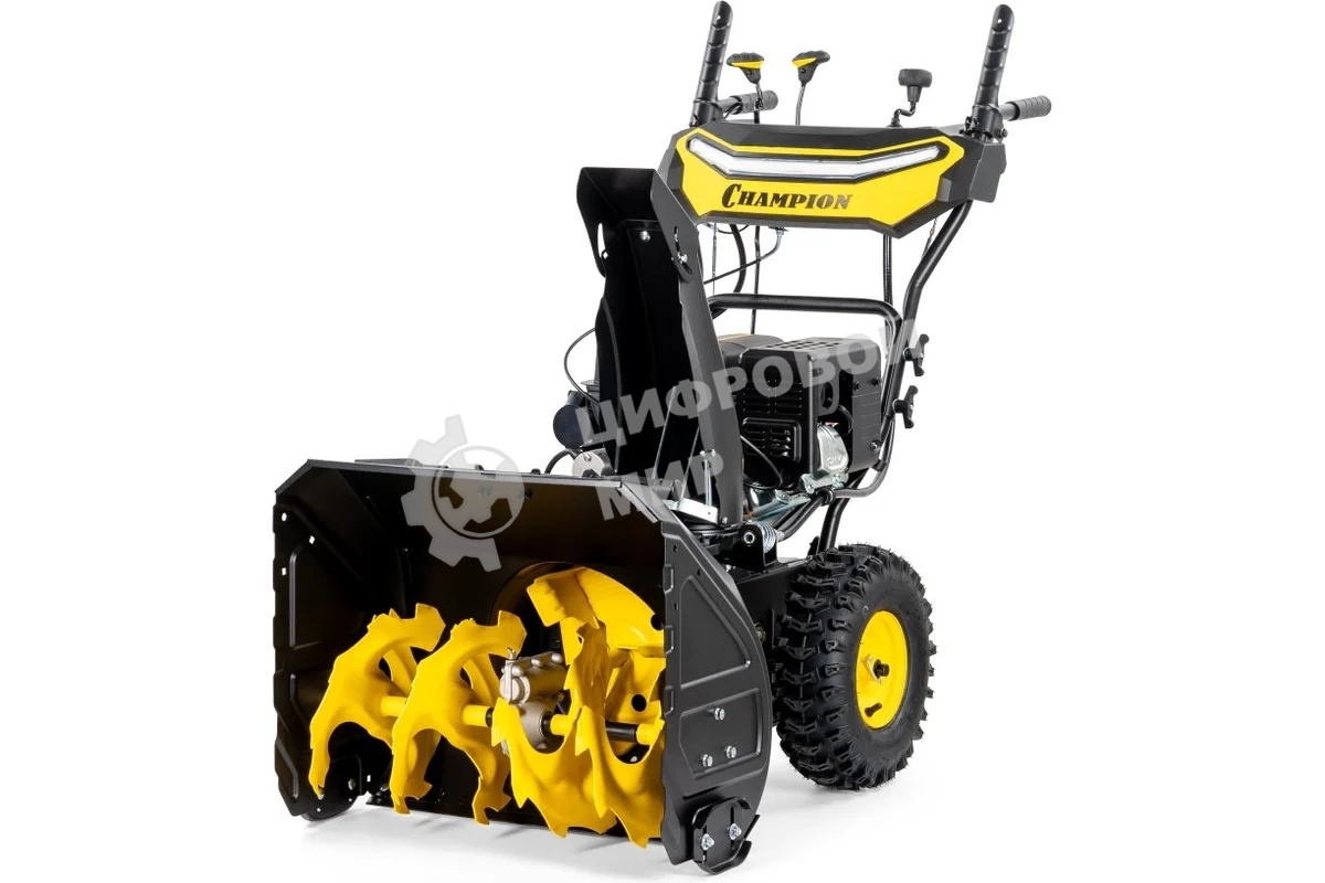 Снегоуборщик Champion ST763E (7лс, 62см, 6F/2R, колеса, 3л, 81кг, эл. стартер, фары, обогрев рук, зимн. двиг.)