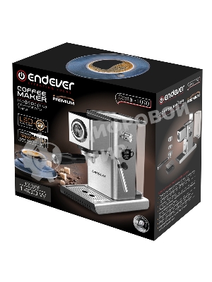 Кофеварка рожковая Endever Costa-1090 стальной, исп. кофе - молотый, 1,2 л, 1400 Вт, 15 бар