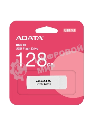 Флешка USB ADATA UC310 (UC310-128G-RWH), 128Gb, USB 3.2 Gen1, R/W 100/30, белый
