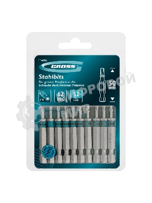 Бита Gross Torx 10х50 мм, сталь S2, шестигр., 10 шт.