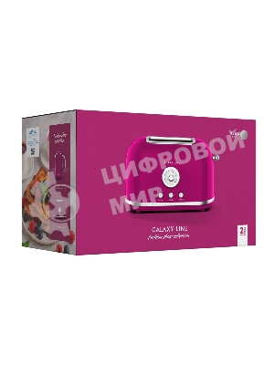 Тостер Galaxy Line GL 2916, малиновый джем, металл, 900 Вт, 6 степеней поджарки