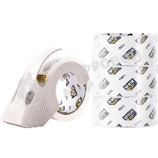 Клейкая лента канцелярская Deli EA695 супер прозрачная, ширина 48мм, длина 60м 55мкр бесшумная в коробке (упаковка: 4шт) в комплекте: диспенсер для клейкой ленты