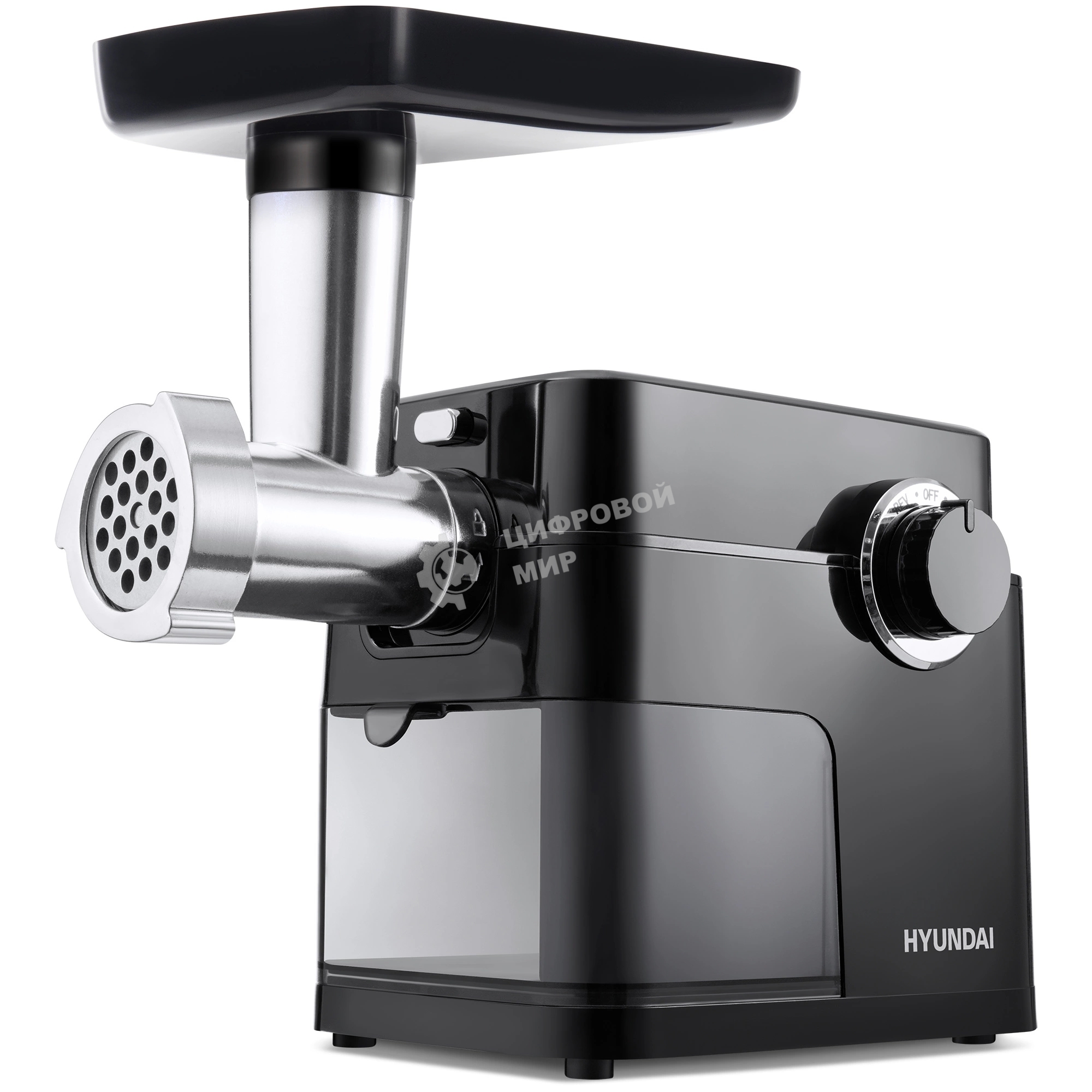 Мясорубка электрическая Hyundai HY-MG5491 черный, 1900 Вт, 2.4 кг/мин, реверс, защита от перегрузки, насадки - 5