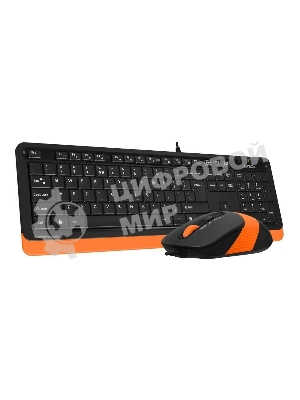 Комплект клавиатура+мышь A4Tech FStyler F1010 проводной, USB, 1600 DPI, чёрный/оранжевый