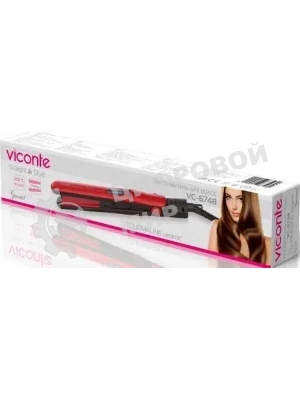 Выпрямитель для волос Viconte VC-6748 красный/черный, 23 мм, 200 °C, 6 режимов