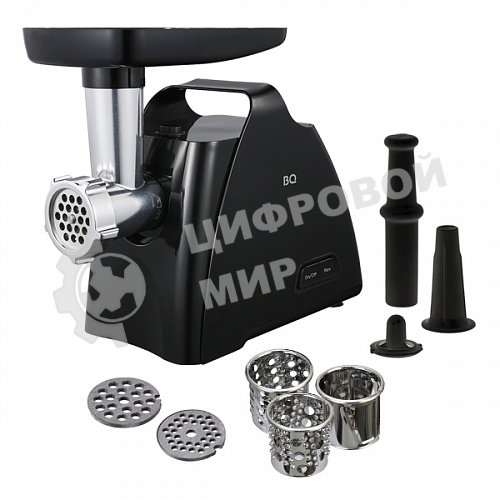 Мясорубка электрическая BQ MG1006 черный, 2100 Вт, 2.4 кг/мин, реверс, защита от перегрузки, насадки - 7