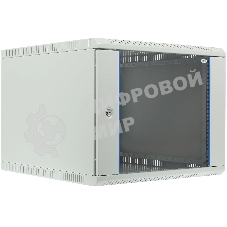 Шкаф настенный ЦМО ШРН-Э-9.650 9U 600x650мм пер.дв.стекл несъемные бок.пан. серый