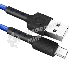 Кабель Defender F181, USB 2.0 (AM) - microUSB 2.0 (BM), 1 м, 2.4А, нейлоновая оплетка, синий.