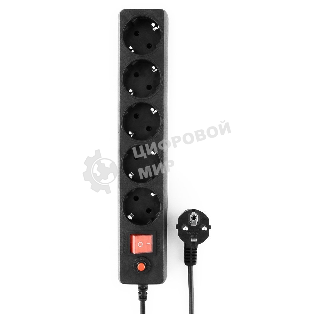 Сетевой фильтр Гарнизон ECL-5-B-1.4, 5 р, 10А, 1.4 м, ур.защиты 4, черный, пакет