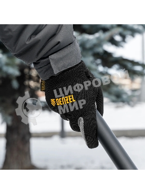Перчатки универсальные Denzel двойные, работа с сенсорным экраном, вязаная манжета, размер 9