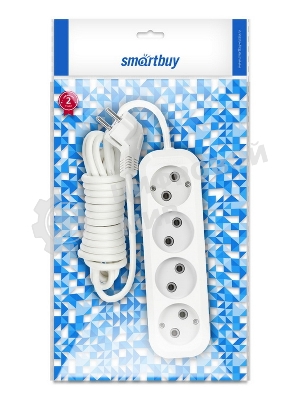 Удлинитель бытовой Smartbuy (SBE-10-4-03-N) 4 гнз х 3,0 м (10А/2.2 кВт, ПВС 2х1.0)