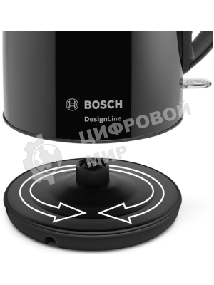 Чайник электрический Bosch TWK3P423 1.7 л, 2400 Вт, черный (корпус: нержавеющая сталь)