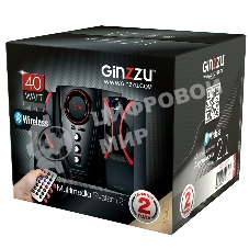Мультимедийная акустическая система GINZZU GM-407 2.1 с Bluetooth. Выходная мощность (RMS) 40 Вт. Диапазон воспроизводимых частот: 40Гц - 20КГц. Bluetooth: V2.1. Встроенный аудио-плеер: SD-card, USB-flash до 32 Gb. FM радио: 87.5МГц - 108.0МГц. Вход AUX: стерео вход (2RCA). Пульт дистанционного управления - 21 кнопка. Эквалайзер: обычный, джаз, рок, поп, классика.