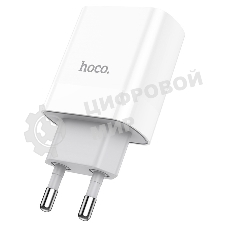 Сетевое зарядное устройство HOCO C80A Rapido 1xUSB + 1xUSB-C, 3.1A, 20W, белый