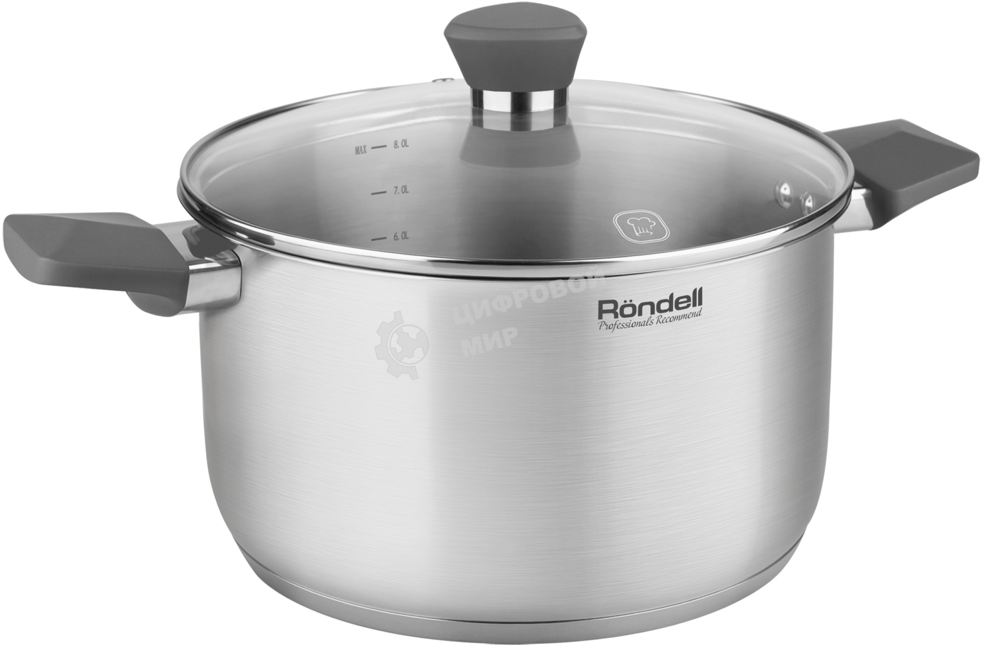 Кастрюля Rondell Strike RDS-1663 8 л. d=26 см (с крышкой) сталь