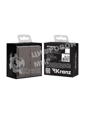 Выключатель Kranz STRONG 2 кл с подсветкой 10А с/у графит