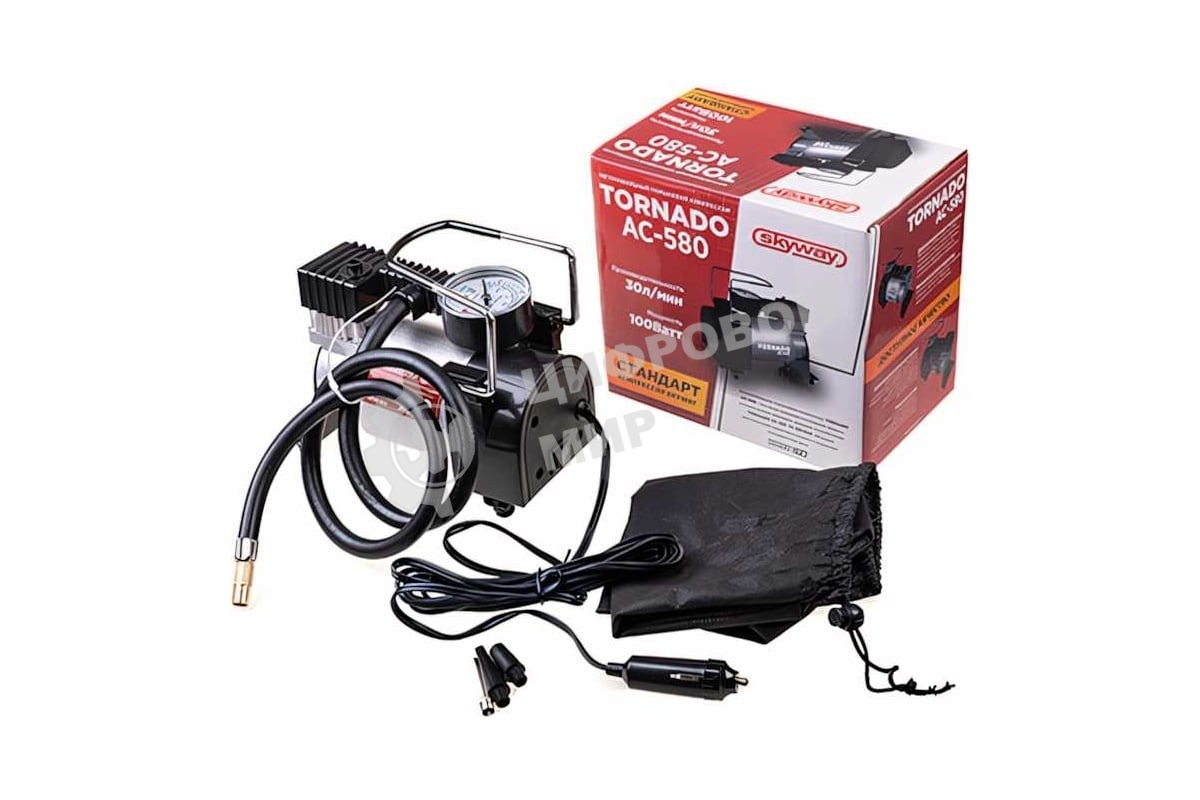 Компрессор TORNADO АC-580 30 л/мин, 150 PSI, 12В (пластик. мотор) 39909