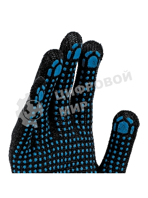 Перчатки трикотажные Сибртех х/б, 200 пар, ПВХ точка, 4 нити, 10 класс