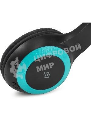 Беспроводные/проводные наушники Digma BT-15 черный/голубой, накладные, Bluetooth + проводной, складная конструкция, до 10 ч