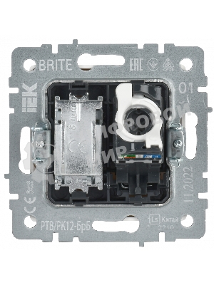 Розетка телевизионная двойная IEK BRITE BR-AK20-1-K01 TV+RJ45 кат.5E РТВ/РК12-БрБ белый