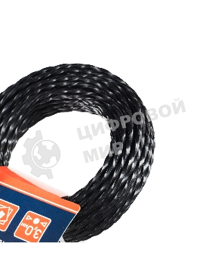 Леска PATRIOT D 3,0 мм L 12 м (скрученный квадрат, черный) 300-12-5, картонный подвес