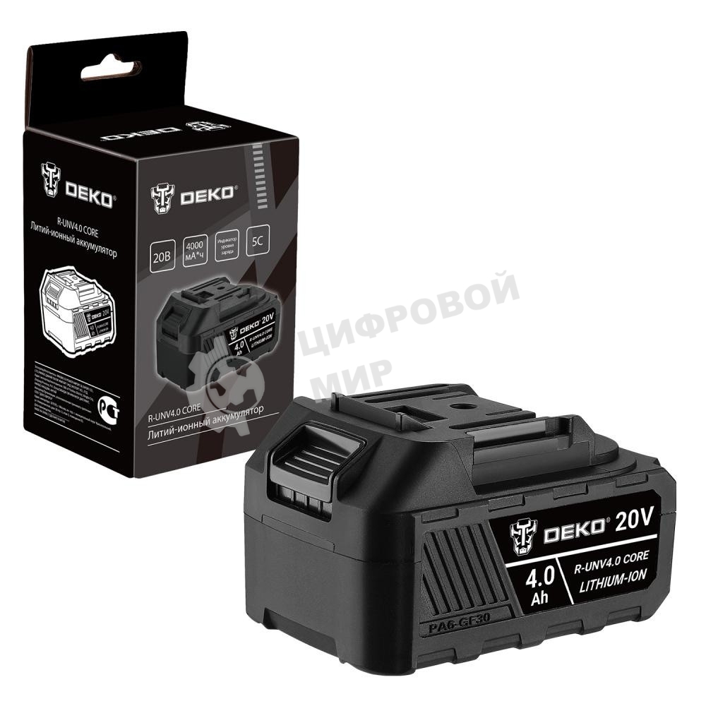Аккумулятор DEKO R-UNV4.0 CORE, Li-ion, 20В, 4.0А*ч
