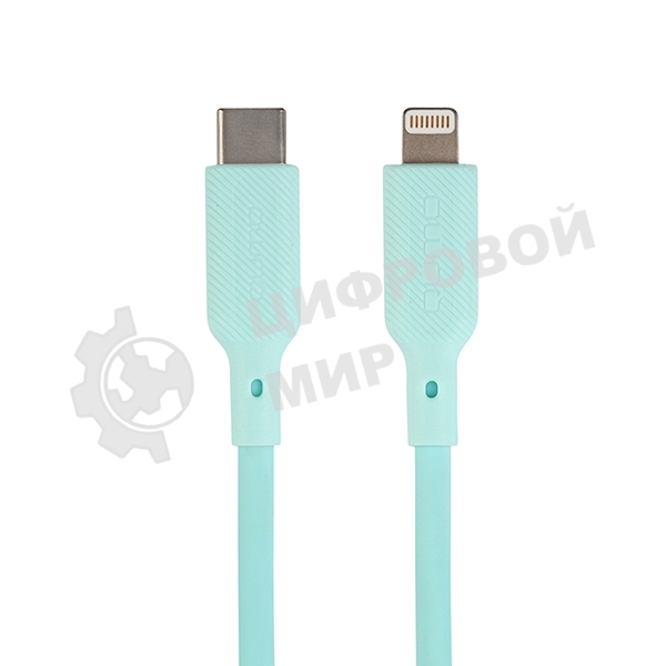 Кабель QUMO, MFI С94, Type-C на MFI Apple 8 pin, силиконовый, 1м, 2,22A, 9V, 20W, PD (голубой)