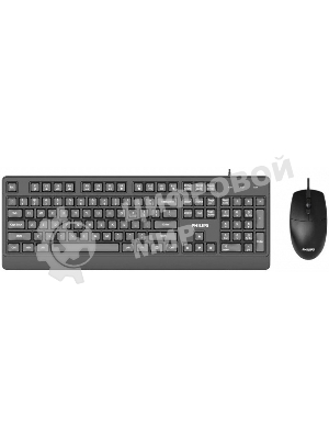 Комплект клавиатура+мышь Philips SPT6247 проводной, USB, 1600 DPI, чёрный