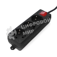 Удлинитель Гарнизон EL-NB-G3-B-3 3р 10А 3 м с выключателем и заземлением, черный