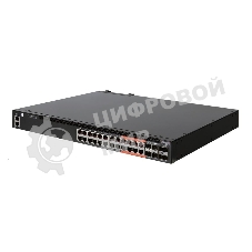 Коммутатор 4610-30P-O-AC-F Edge-corE AS4610-30P, 24-Port GE RJ45 port PoE+, last 8 ports Ultra-PoE, 960W PoE Bugdet, 4x10G SFP+, 2 port 20G QSFP+ for stacking, Broadcom Helix 4, Dual-core ARM Cortex A9 1GHz, dual 110-230VAC 600W hot-swappable PSUs, one fixed syste
