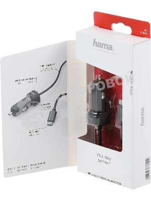 Автомобильное зарядное устройство Hama H-173618 3A PD универсальное черный