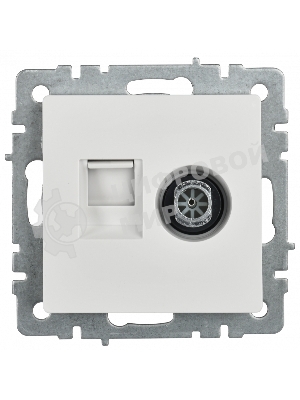 Розетка телевизионная двойная IEK BRITE BR-AK20-1-K01 TV+RJ45 кат.5E РТВ/РК12-БрБ белый