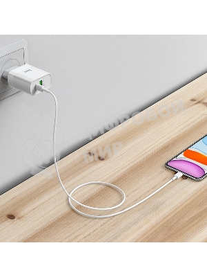 Сетевое зарядное устройство HOCO C80A Rapido 1xUSB + 1xUSB-C, 3.1A, 20W, белый